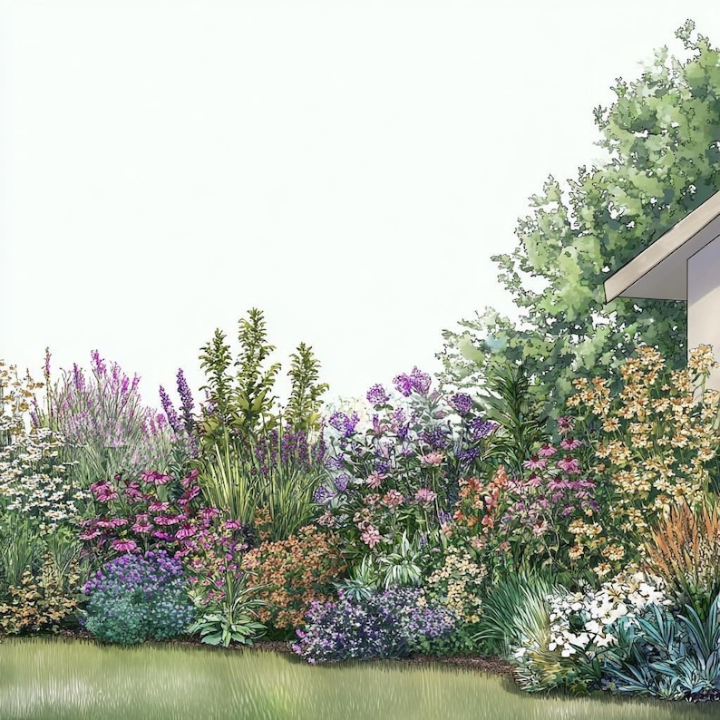 Sierra Nevada Garden Design Border (full Sun) Planting Plan - Etsy