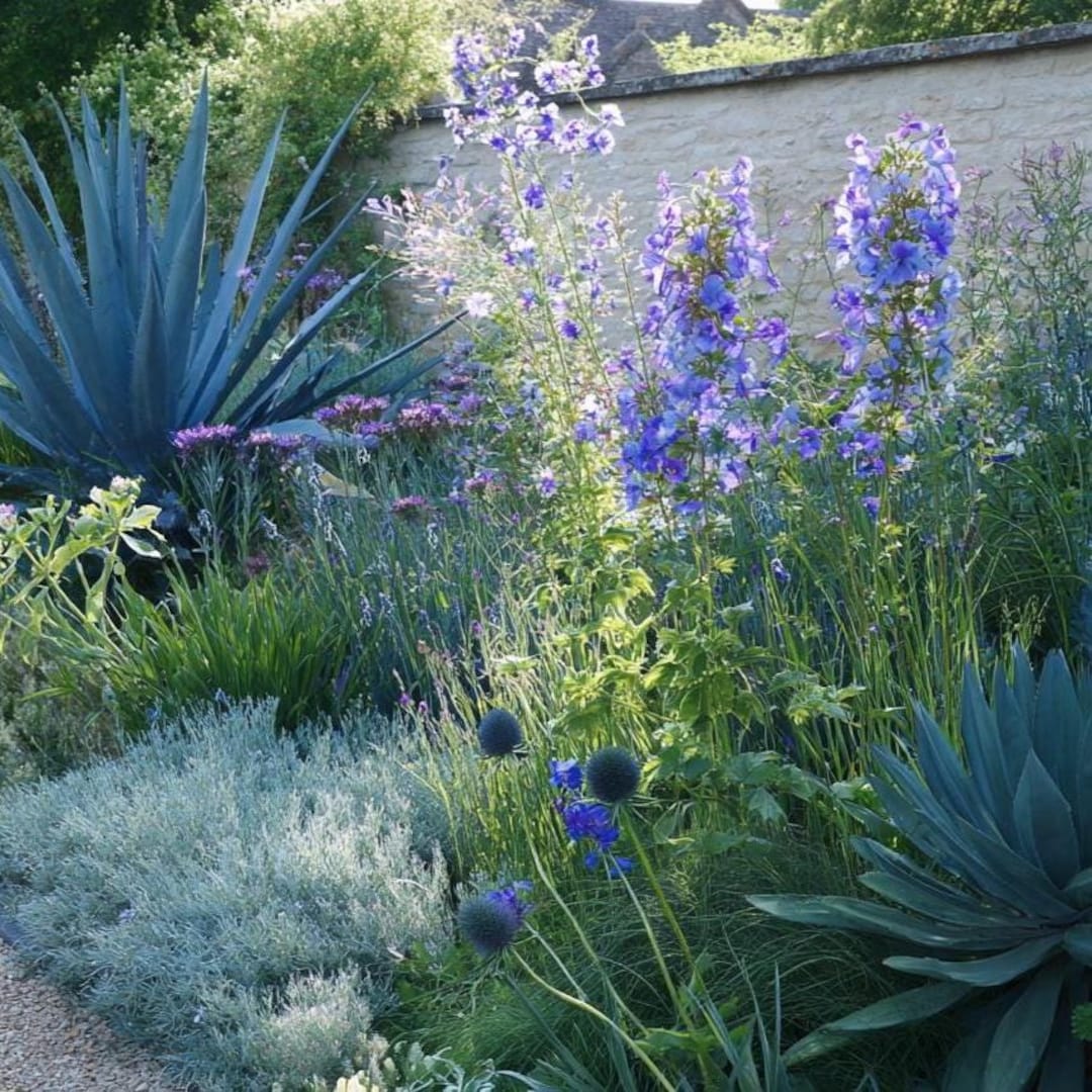 Mediterranean Blues Garden Design Border (full Sun) Planting Plan - Etsy
