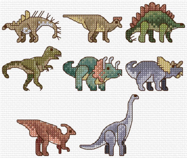 Dinosaur Alphabet Sampler Cross Stitch Chart PDF CHART Etsy