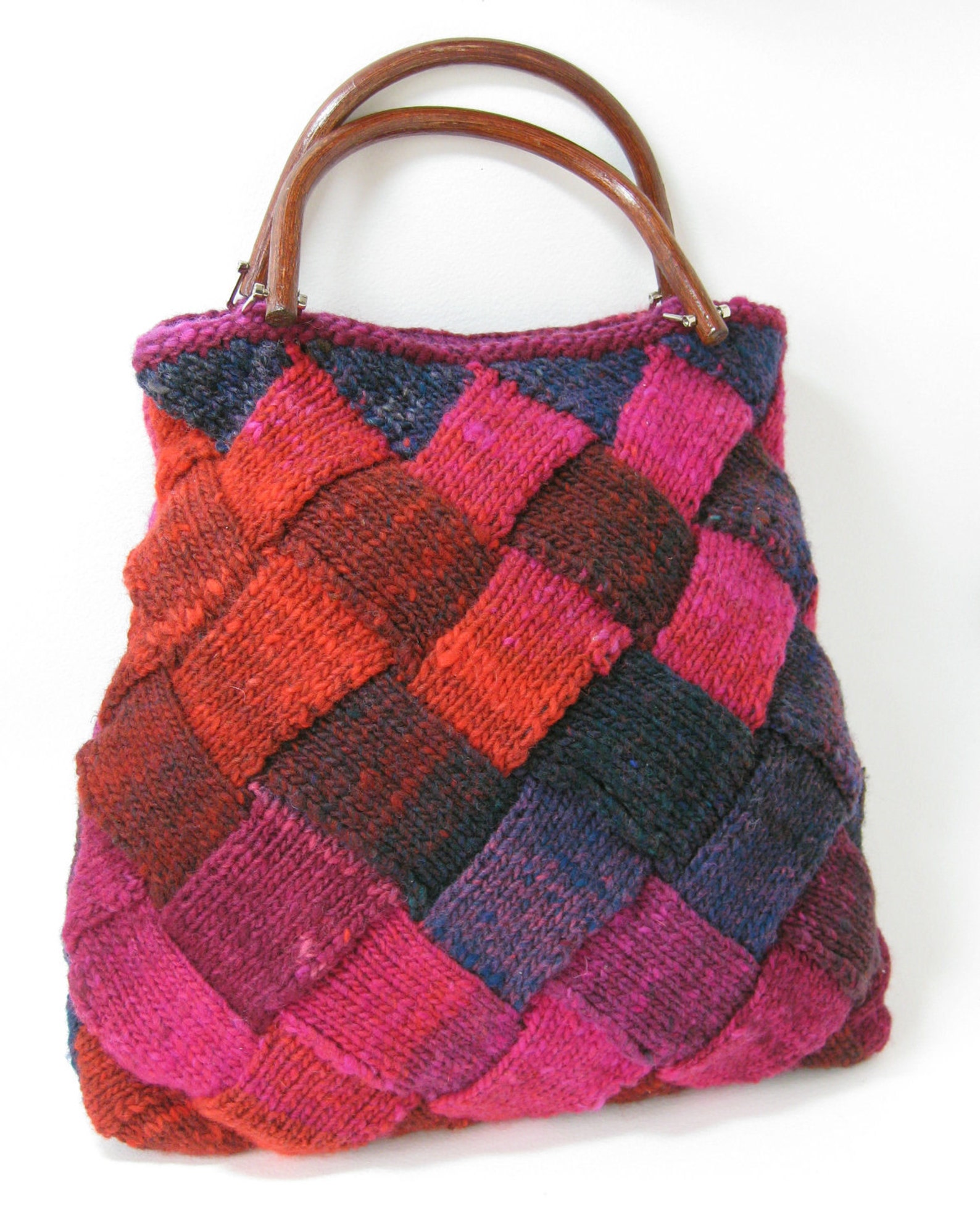 Entrelac Knitted Bag, Patchwork Bag Knitting Pattern PDF Etsy