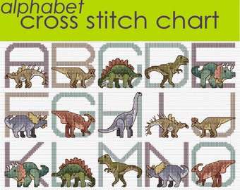 Dinosaur Alphabet Sampler Cross Stitch Chart PDF CHART
