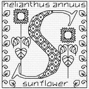 Blackwork Floral Alphabet Sampler Chart PDF CHART image 4