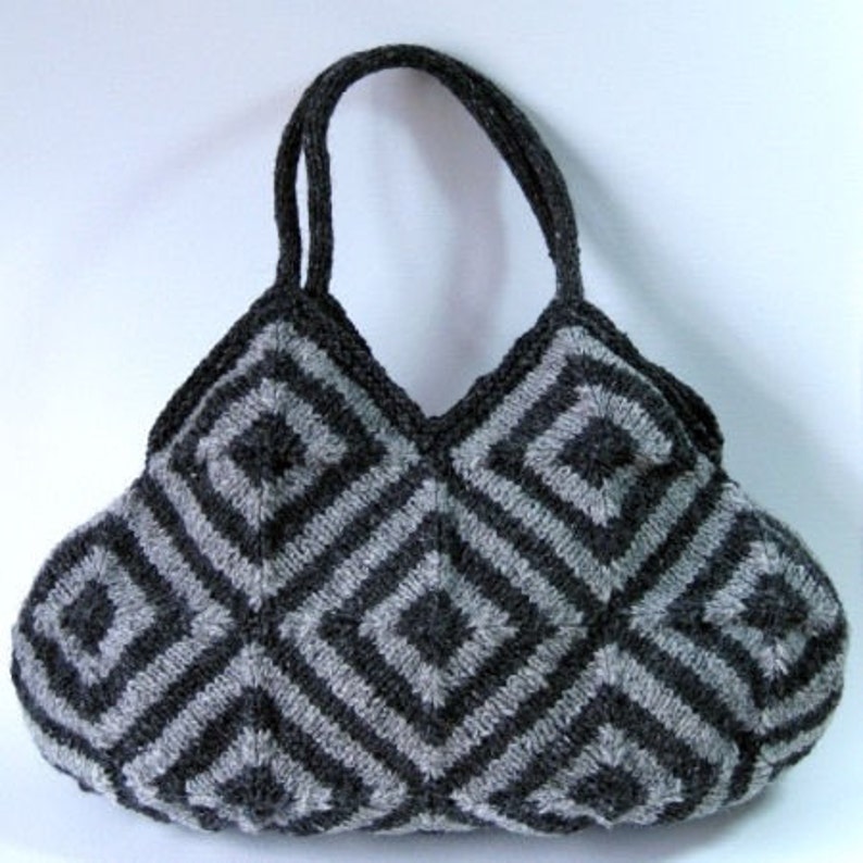 Striped Squares Bag Knitting Pattern, Modular Knitting, Knitted Bag, Knitting Pattern PDF image 2