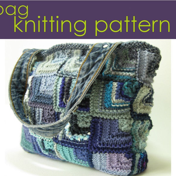 Mitred Square Bag Knitting Pattern, Knitted Bag, knitting Pattern PDF