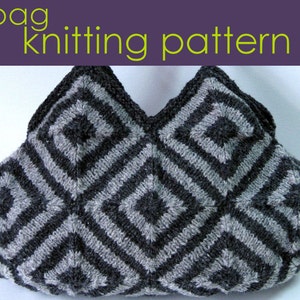 Striped Squares Bag Knitting Pattern, Modular Knitting, Knitted Bag, Knitting Pattern PDF image 1