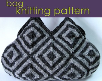 Striped Squares Bag Knitting Pattern, Modular Knitting, Knitted Bag, Knitting Pattern PDF