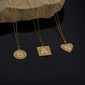 Birthstone Initial Necklace • Birthstone Necklace • Custom Birthstone Necklace • Personalized Birthstone Necklace • Birthstone with Initial