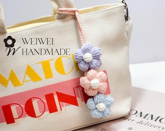 Crochet Flower Keychain | Handmade Floral Key Ring, Bag Charm