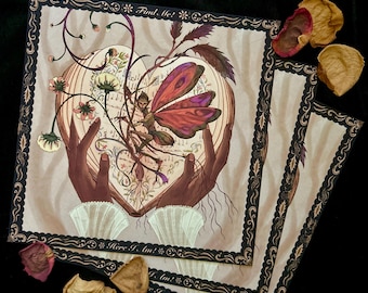 Fairy Hands & Flowers — Valentines Fantasy Victorian Medieval Art Print — Illuminated Manuscript