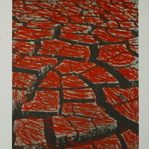 Menashe Kadishman Red Cracked Earth  Original Ltd Ed Print Signed