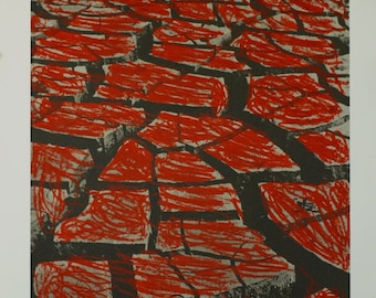 Menashe Kadishman rojo agrietado Tierra Original Ltd Ed Impresión firmada