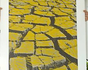 Menashe Kadishman Amarillo Agrietado Tierra Original Edición Limitada Firmada
