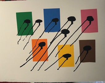 Menashe Kadishman ~ artista israelí- original ltd ed firmado colorido No 1
