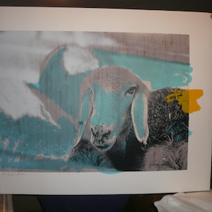 Menashe Kadishman  Original Limited Edition Print Signed & Designated  BLUE SHEEP