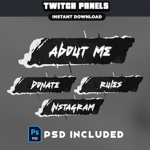 Dark Twitch Panels - Dark Twitch Pack - Stream Panels | Twitch Stream Panels | Minimal Twitch Panels