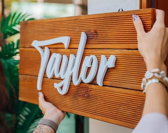 3D Familienname Holzschild | Personalisierte Nachname Wanddekoration