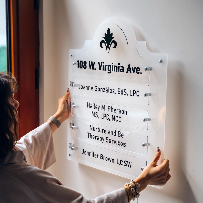 Customizable Acrylic Office Directory Sign: Frosted Building Registry ...