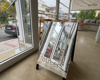 Letrero de cafetería personalizado / Letrero comercial personalizado / Letrero con marco en A / Grabado de espejo / Letrero tipo sándwich / Letrero tipo sándwich para cafetería / Letrero para acera