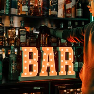 Letra de marquesina BAR / Letra de marquesina 3D / Letra iluminada / Letrero de letras de caja retro / Letrero de marquesina / Letra de canal LED / Letra de caja retro LED