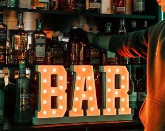 BAR Festzelt Buchstabe: 3D-LED-Retro-Box-Schild (54 x 30 cm)