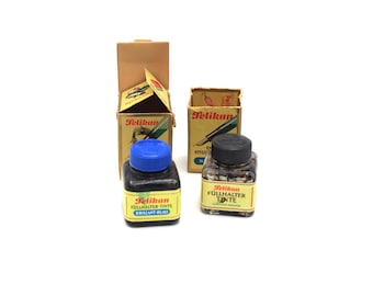 Botella Pelikan Günther Wagner Design Wagenfeld con caja de cartón, circa 1930.