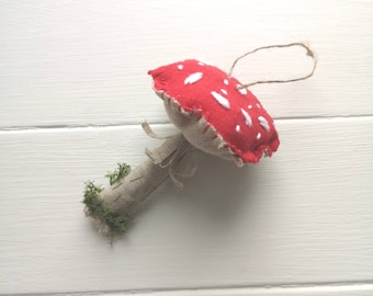 Handmade Textile Hanging Toadstool Mushroom