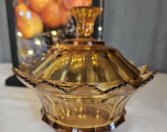 Fenton Große Bernsteinglas Candy Dish