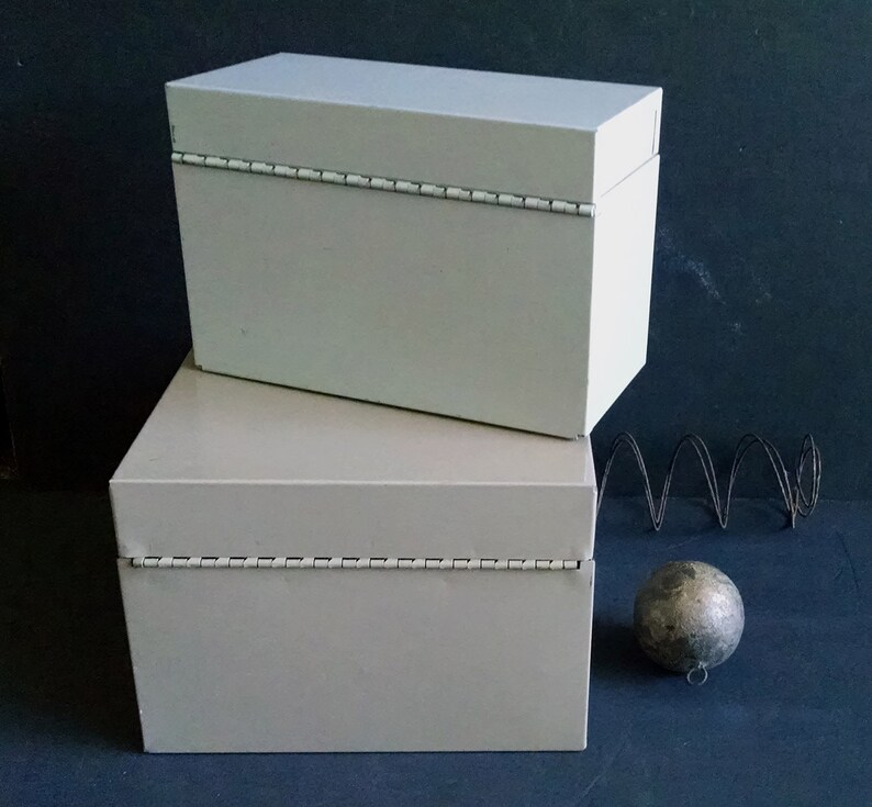 Vintage Metal File Box Two Retro Office Bins Industrial Decor Etsy