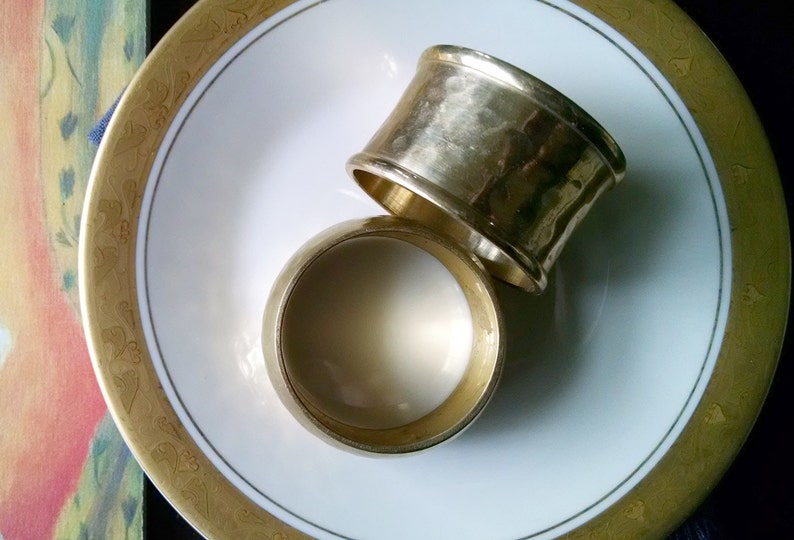 Vintage Napkin Rings Hammered Brass Metal Place Setting Table Etsy