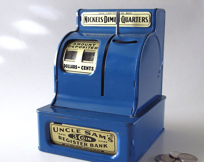 3 Coin Register Bank Blue Metal Uncle Sam's Savings - Etsy