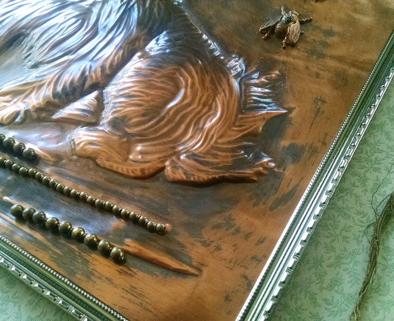 Copper Repousse Dog Metal Wall Art Mixed Media Assemblage Etsy