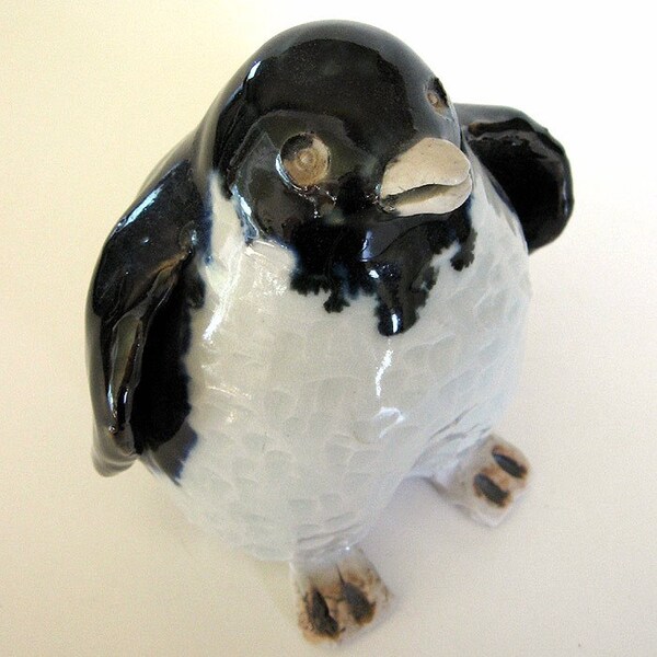 Penguin Piggy Bank Vintage Ceramic Pottery Bird