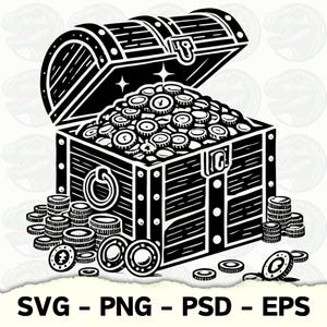 Treasure Chest Svg, Treasure Chest Cut Files for Cricut, Treasure Chest Silhouette SVG, Pirate Svg
