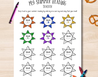 Summer Reading Tracker Printable for Kids – Sun Rays Reading Log (PDF)