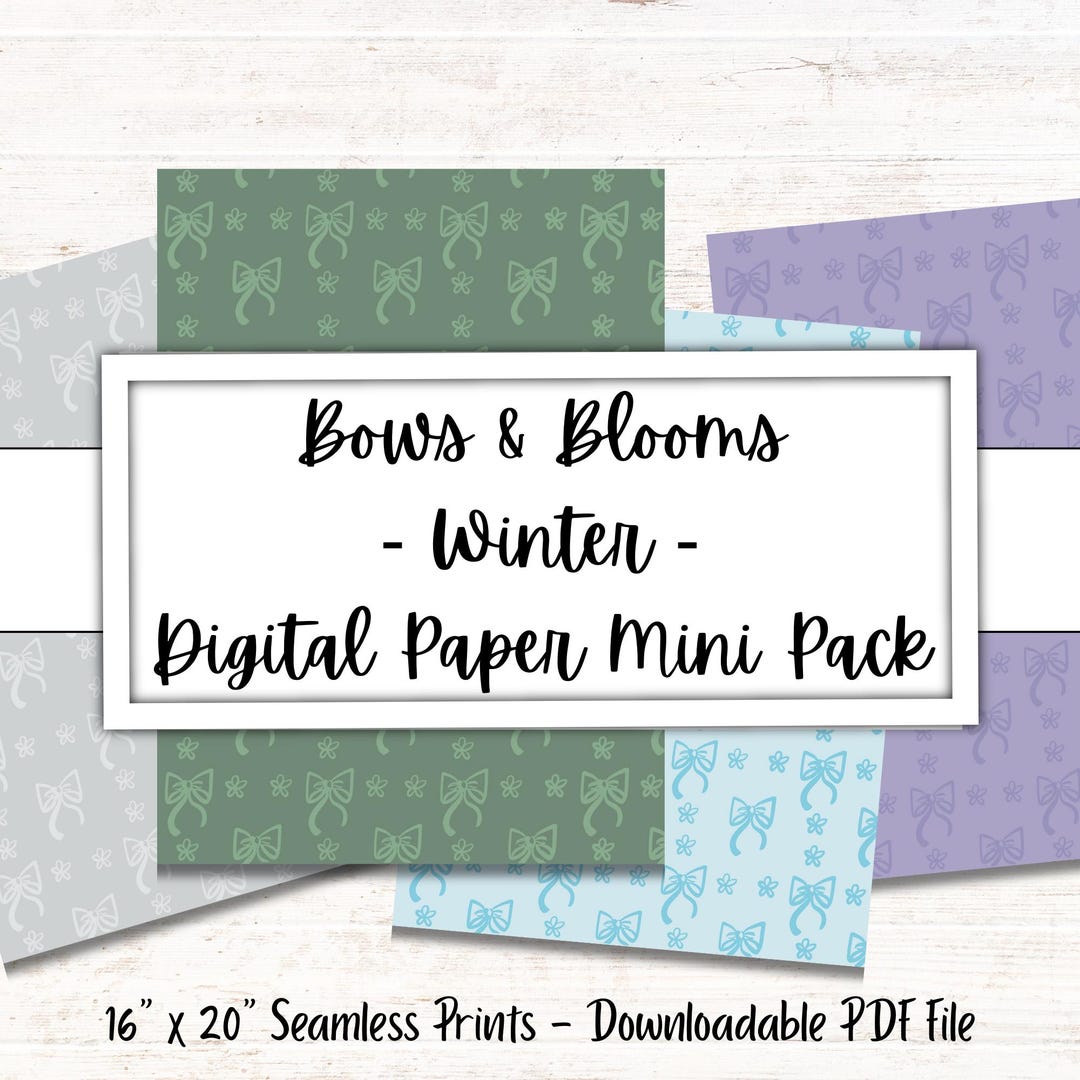 Winter Bows and Blooms Digital Paper | Seamless Floral Patterns (PDF ...