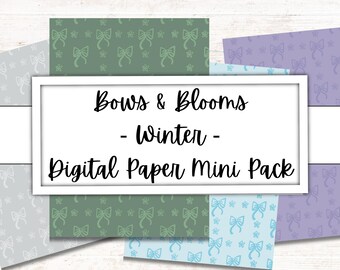 Winter Bows and Blooms Digital Paper | Seamless Floral Patterns (PDF)