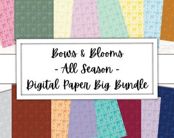 Floral Bows Digital Paper | Seamless Scrapbook Backgrounds (PDF)