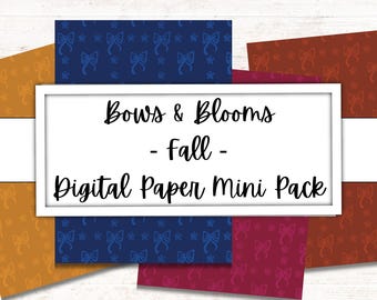 Fall Bows and Blooms Digital Paper | Seamless Scrapbook Paper (PDF)