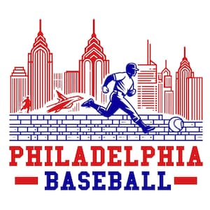 Philadelphia Baseball Design | Red Navy City Skyline Art for Cricut, Game Day Shirts, Mugs | SVG PNG Clipart