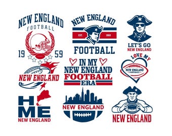 Paquete de archivos SVG de fútbol americano de Nueva Inglaterra: Diseños para Cricut y Silhouette (Descarga digital)