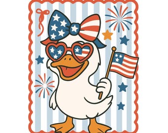 Imagen PNG de Mamá Ganso Patriótica: Diseño Coquette para el 4 de Julio (Descarga Digital)