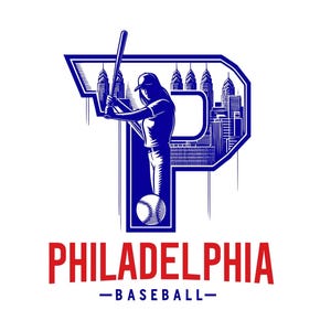 Philadelphia Baseball Design | Red Navy City Skyline Art for Cricut, Game Day Shirts, Mugs | SVG PNG Clipart