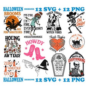 Paquete SVG de Halloween retro: ambiente espeluznante, diseños de calabaza (descarga digital)