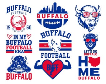 Buffalo Football SVG Bundle: Sports Design, Cricut & Silhouette (Digital Download, 9 SVG/PNG Files)