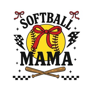 Retro Softball Mama SVG: Checkered Bow Design (Digital Download)
