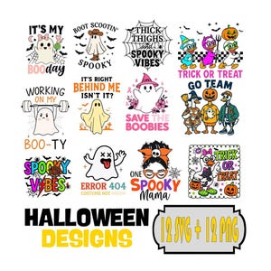 Diseños retro de Halloween: Paquete SVG PNG espeluznante (descarga digital)