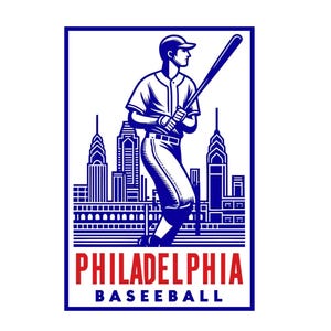 Philadelphia Baseball Design | Red Navy City Skyline Art for Cricut, Game Day Shirts, Mugs | SVG PNG Clipart