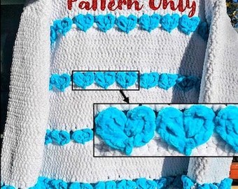 3D Hearts Crochet Sweater Pattern