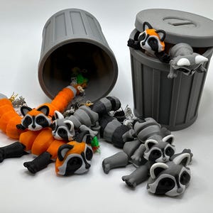Trash Panda (Raccoon) | 3D Printed Articulating Flexi Fidget | Trash Family Skunk, Possum & Babies