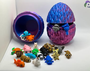 Mystery Animal Packs Mini 3D Printed Articulating Figurines 30+ Unique and Fun Designs Includes Mystery Egg - Stress Relief For All Ages